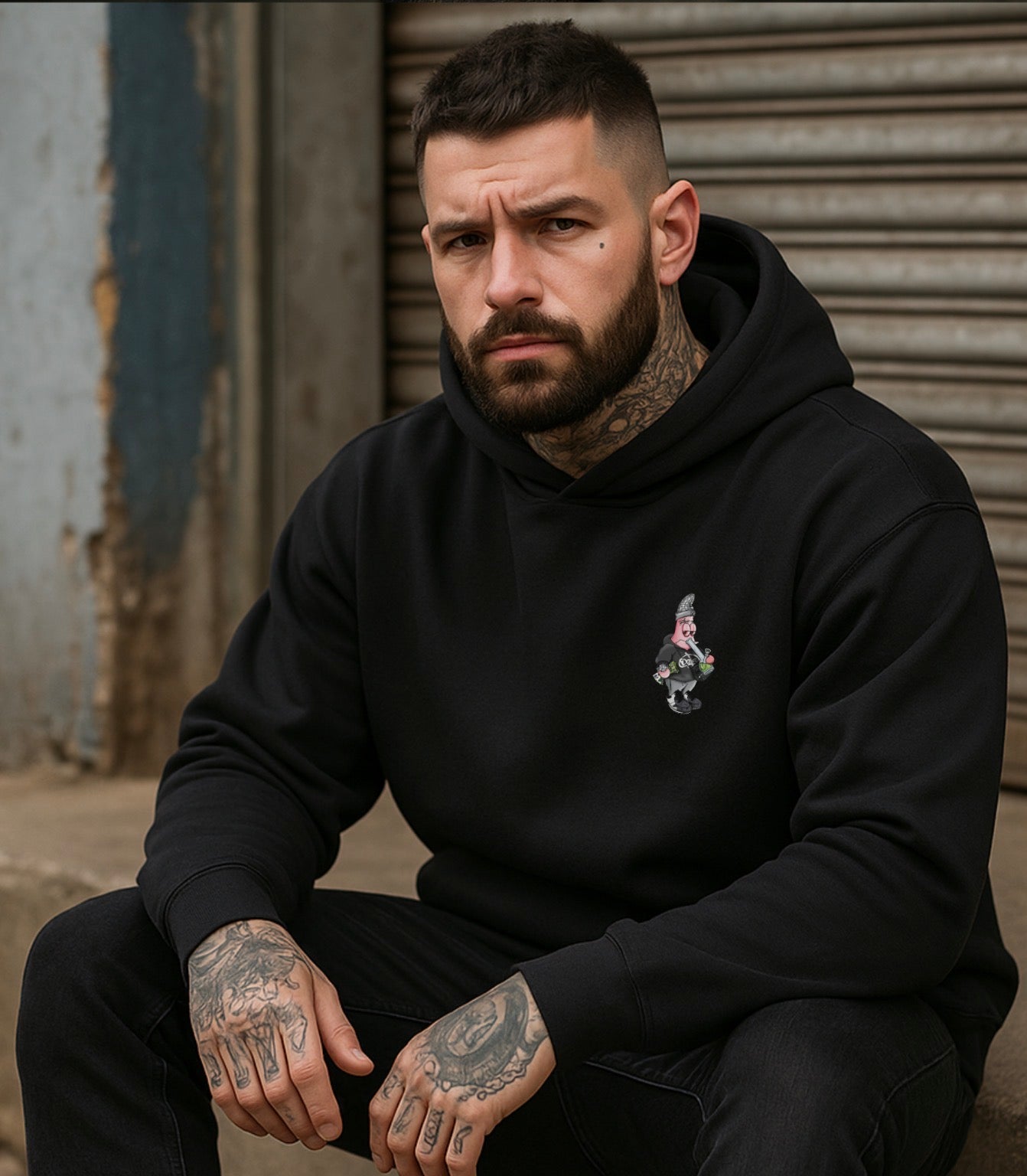 OG Patrick Custom Premium Over size Hoodie (Small front / Big Back Print)