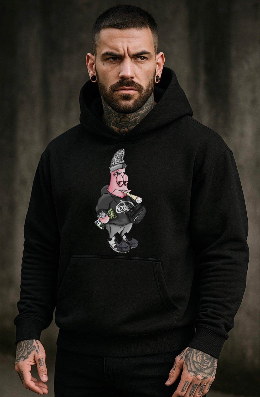 OG Patrick Custom  Premium Over size Hoodie (Frontprint Gross)